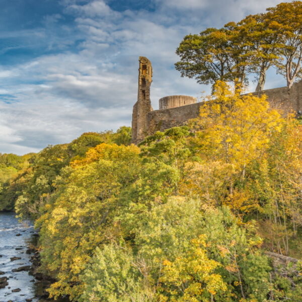 Autumn Sun on Barnard Castle Ruins from County Bridge