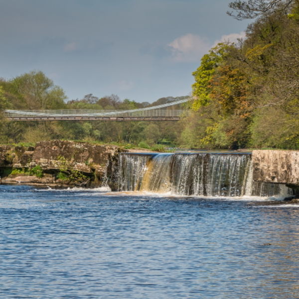 Whorlton Bridge and River Tees Cacade in Spring