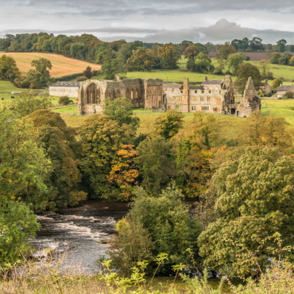 Egglestone Abbey in Hazy Autumn Sunshine