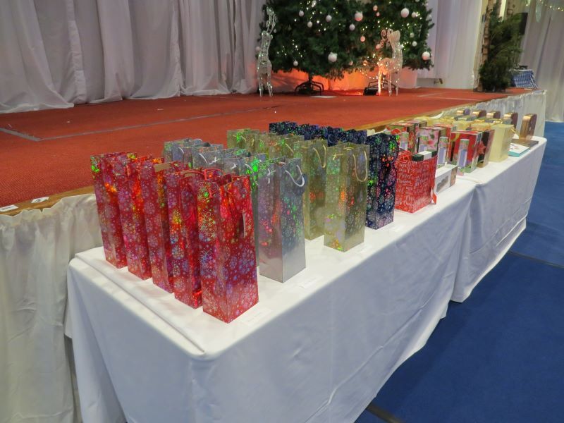 Some of the raffle prizes ready for distribution after the lunch