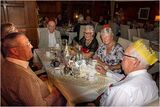 Everyone looking satisfied after the meal