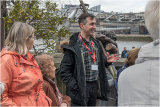 Our Guide giving the 2nd group an introductory chat, before we go in. The "Wibbly-Wobbly" bridge in the background.