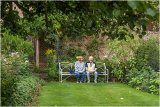 Dilys Ellerton with Arthur Jones enjoying the garden