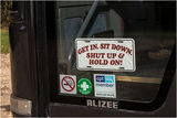 That's told us! - a sign on our coach