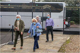Having had our temperatures checked, we start entering the Church