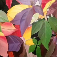 ** SOLD ** Autumn Leaves #11 Autumn leaves image, oil on stretched canvas, 12 x 16 inches
