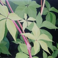 Green Leaves #1 oil painting of leaves in various greens.