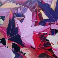 Red Leaves 2.2 red leaves painting on stretched canvas in reds, pinks, purples and browns.