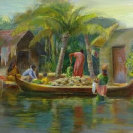 Backwater, Kerala - oils 30"x20"