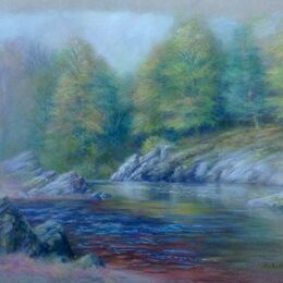 The Artist's Pool, River Findhorn - Pastels 21"x13"