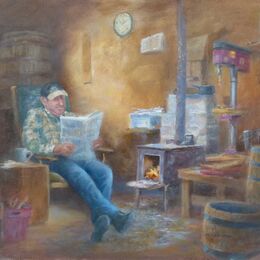 Contented. The Barrel Man, Cabrach - oils 18"x14"