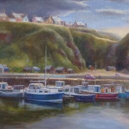 Portknockie Harbour, 24" x 16", Oils