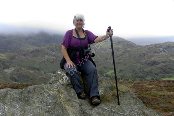 Liz at Summit of Holme Fell