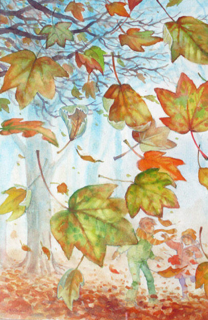 23. Falling Leaves Wc 55x42