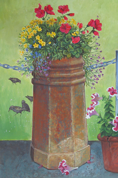 Flowering chimney pot