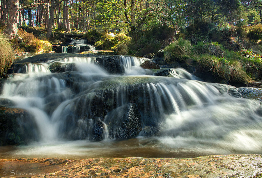 Waterval in Glen Feshie, Schotland