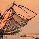 CHINESE FISHING NETS AT SUNSET