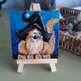 witch cat is that 3x3inch acrylic painting and stand £10 +£2 p&p