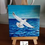 mini canvas acrylic 3x3inch 'seagull ' £10 +£2 p&p