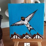 mini canvas acrylic 3x3inch 'swallow ' £10 +£2 p&p