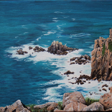 'Wash' lands end cornwall 30x45cm box canvas acrylic £80 p&p £2
