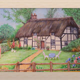 'clintons cottage' commission 9x12 inch acrylic imaginary place