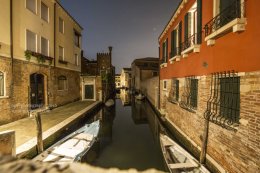 Narrow Canal at Night