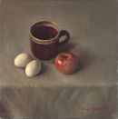 APPLE MUG AND EGGS. Oil and acrylic.   SOLD