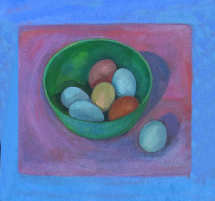 Eggs in green bowl