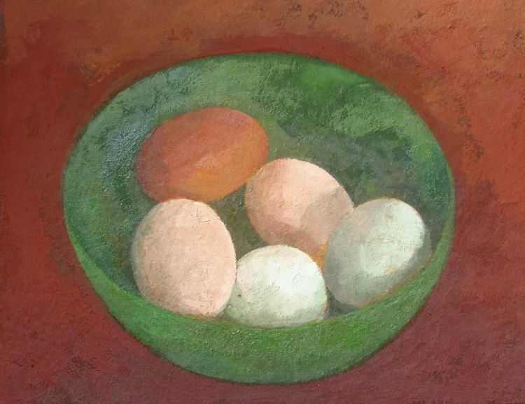 Eggs in green bowl