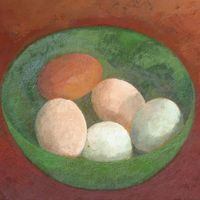 Eggs in green bowl
