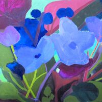 Pansies and Red Leaves