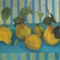 Quinces with Striped Fabric