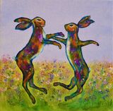 Prancing hares SOLD