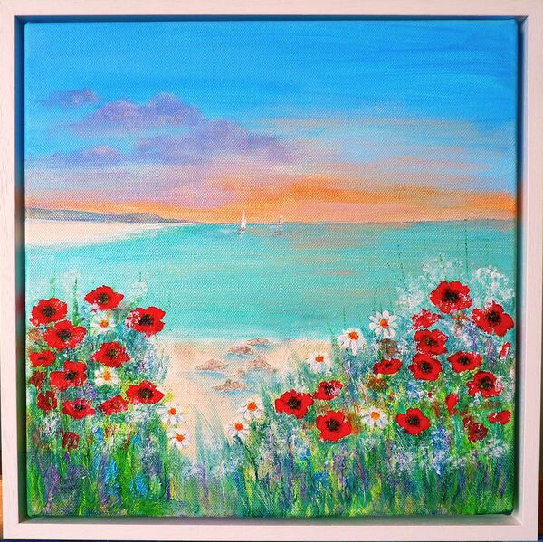 Poppies and daisies by the sea II