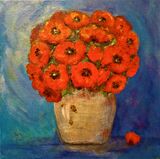 Poppies in silver vase SOLD