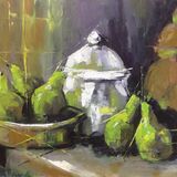 Pears and ginger jar. 30x40, SOLD