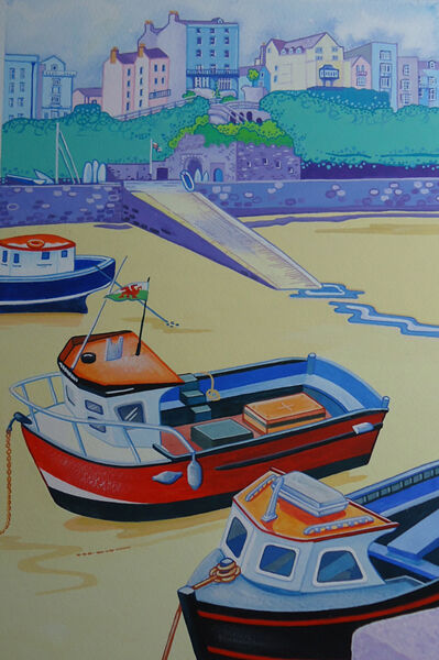 Tenby Harbour with boats