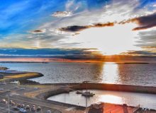 Sunset over Rekyjavik harbour
