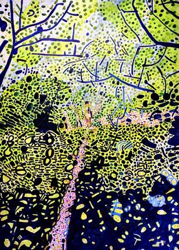 Figure with a Wildflower Bouquet, St Ishmael (Walking Ahead) 2023 Acrylic on canvas 180 x 130 cm / 70.8 x 51.1 in