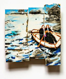 Boris in a Boat (Hardboard Scraps) 2018