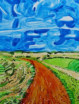 Norfolk Orange Path I 2024 45 x 34.6 cm / 17.7 x 13.6 in Acrylic on gessoed board