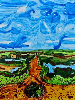 Norfolk Orange Path II 2024 45 x 34.6 cm / 17.7 x 13.6 in Acrylic on gessoed board