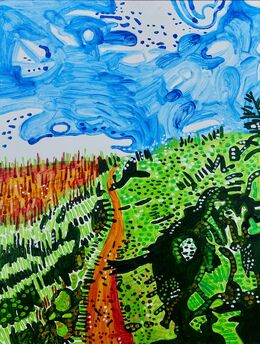 Norfolk Orange Path III 2024 45 x 34.6 cm / 17.7 x 13.6 in Acrylic on gessoed board