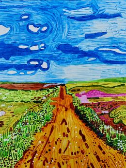 Norfolk Orange Path IV 2024 45 x 34.6 cm / 17.7 x 13.6 in Acrylic on gessoed board