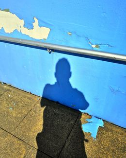 Self Portrait on Underpass Blue and Ochre 2019
