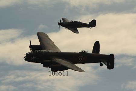 Lancaster and Hurricane of the Battle of Britain Memorial Flight.