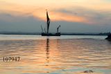 Sailing barge at twilight