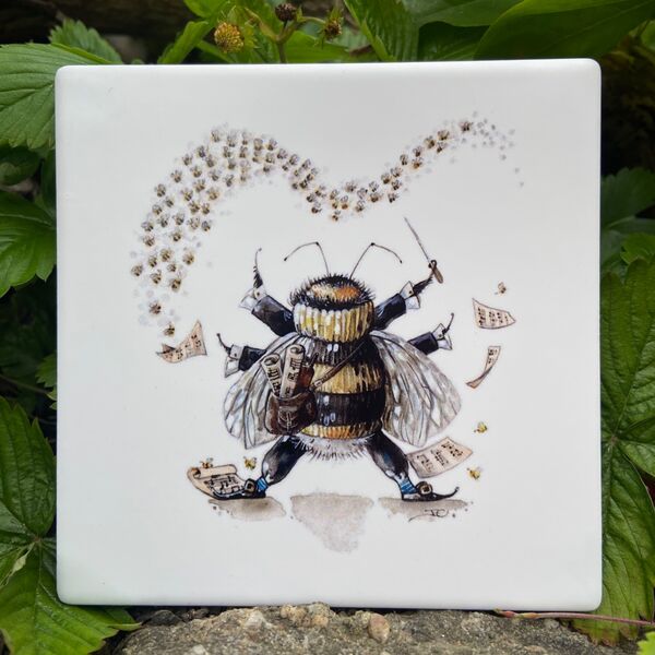 Bee Conductor Ceramic Coaster