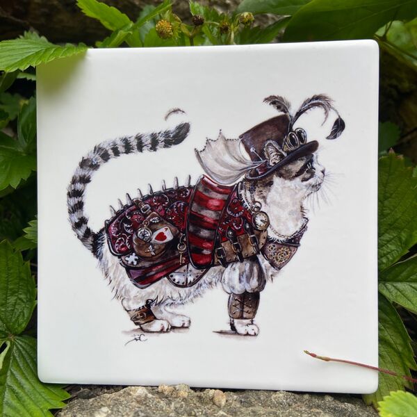 Banksy Puzzlewoods Cat Ceramic Coaster